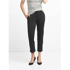 GAP Slim City Crop Chino Pant 2 Black Mid-Rise Office Casual Work EUC B56